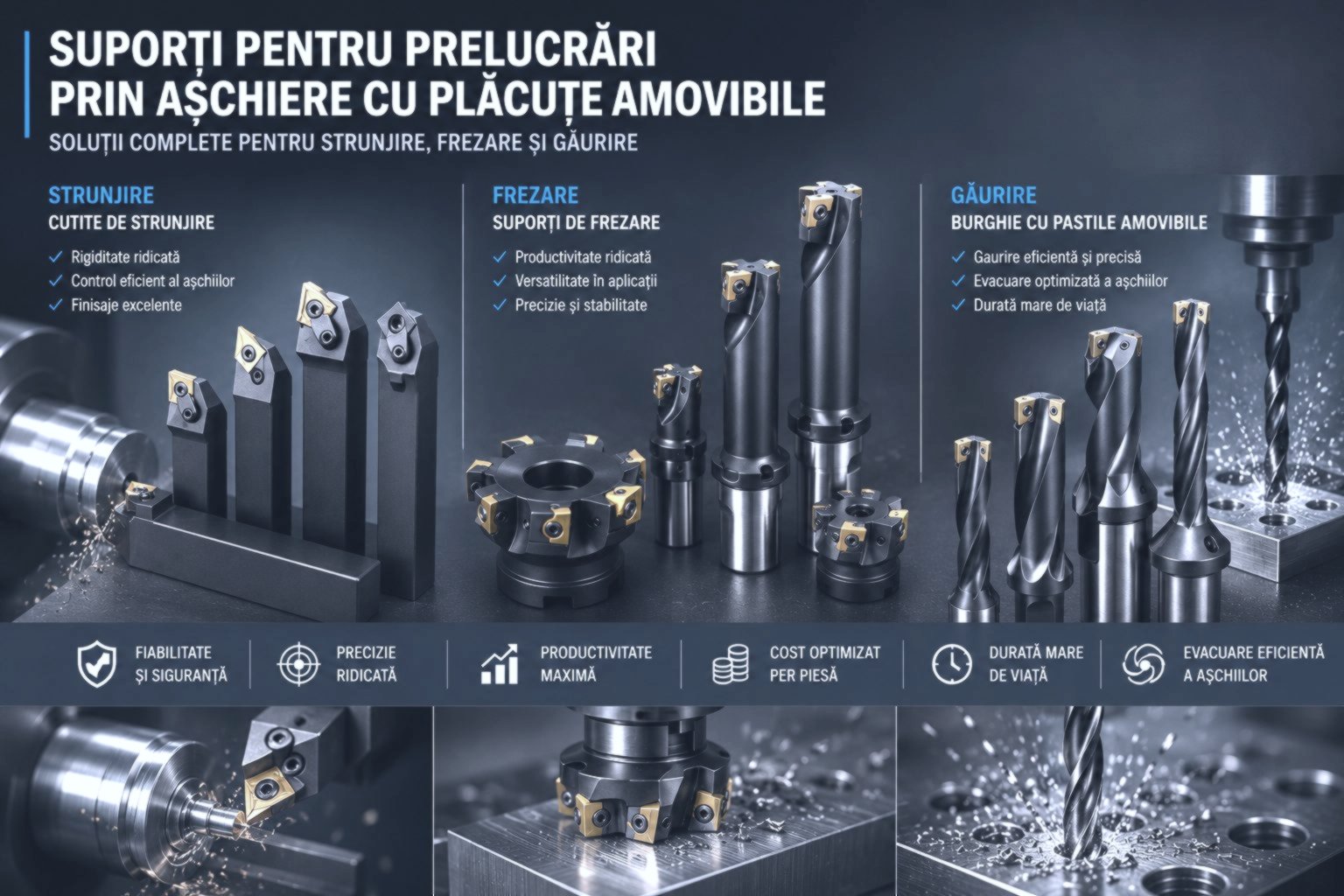 Suporti pentru prelucrãri prin aschiere